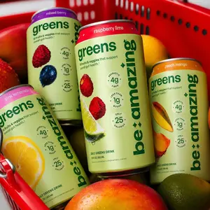 Organic Daily Greens Drink with Prebiotic Fiber, 10 Fruits & Vegetables, Raspberry Lime, Pink Lemonade, Peach Mango & Mixed Berry | Be Amazing